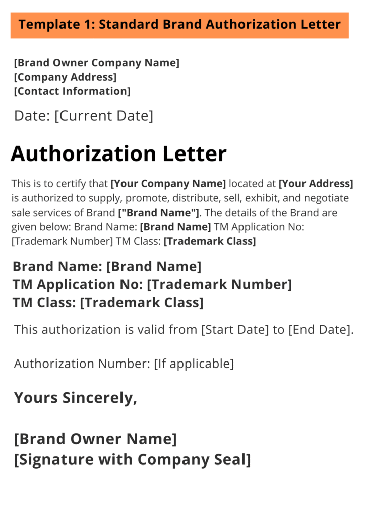 Brand Authorization Letter Format
