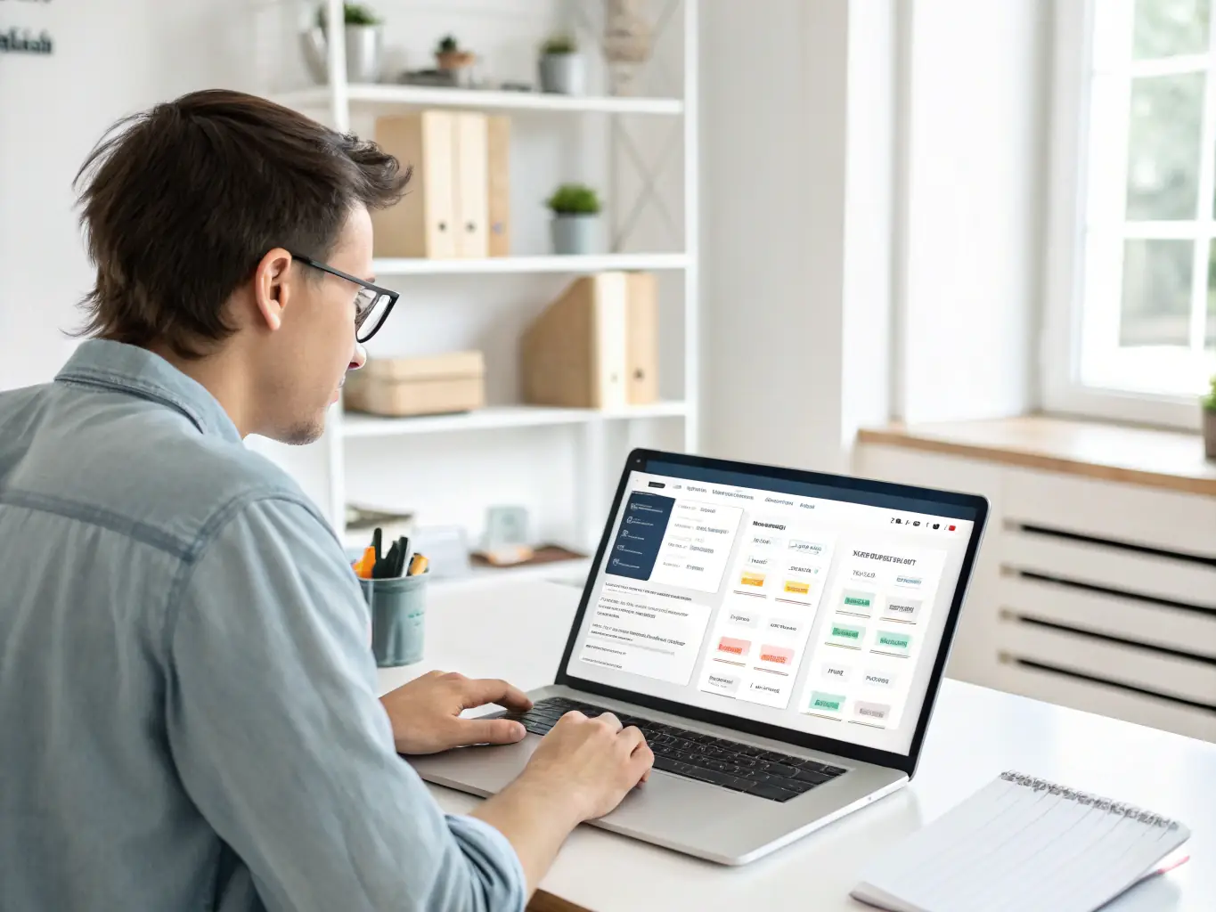 An image of a professional working on a laptop with Amazon seller dashboard on screen, focusing on account settings and performance metrics, symbolizing Amazon Account Setup & Management.